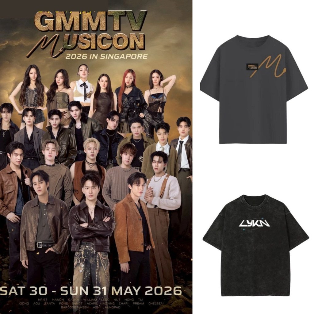 GMM MUSICON2026 Tour Music Event Singapore Station สินค้าพิมพ์เสื้อยืดแขนสั้นผ้าฝ้ายแท้ 7.18