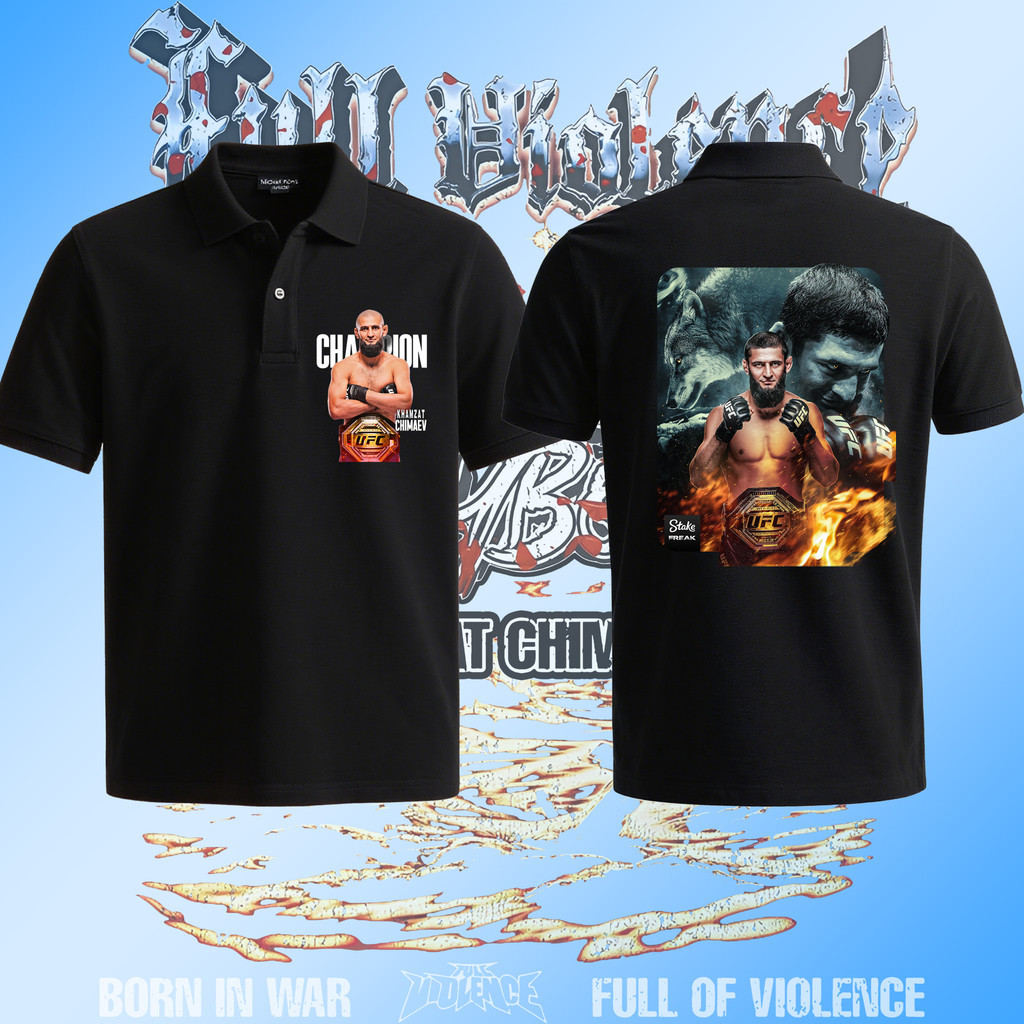 【เสื้อ polo 】Hamzat Chimayev wins UFC 319 Polo Clic T-Shirt Men&Women  ผ้าฝ้าย คอกลม นุ่ม สบาย พิมพ์