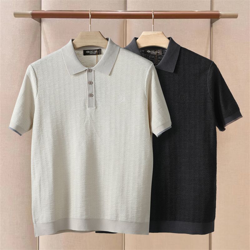 O4BT Italy Loro  Spring and summer new men's old money style lapel button embroidery logo Business c