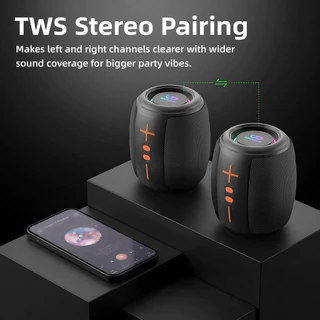 GOOJODOQ ลําโพงบลูทูธแบบพกพา 5W TWS Dual Machine เชื่อมต่อกันวิทยุ FM โหมดเอฟเฟกต์แสง LED หลาย