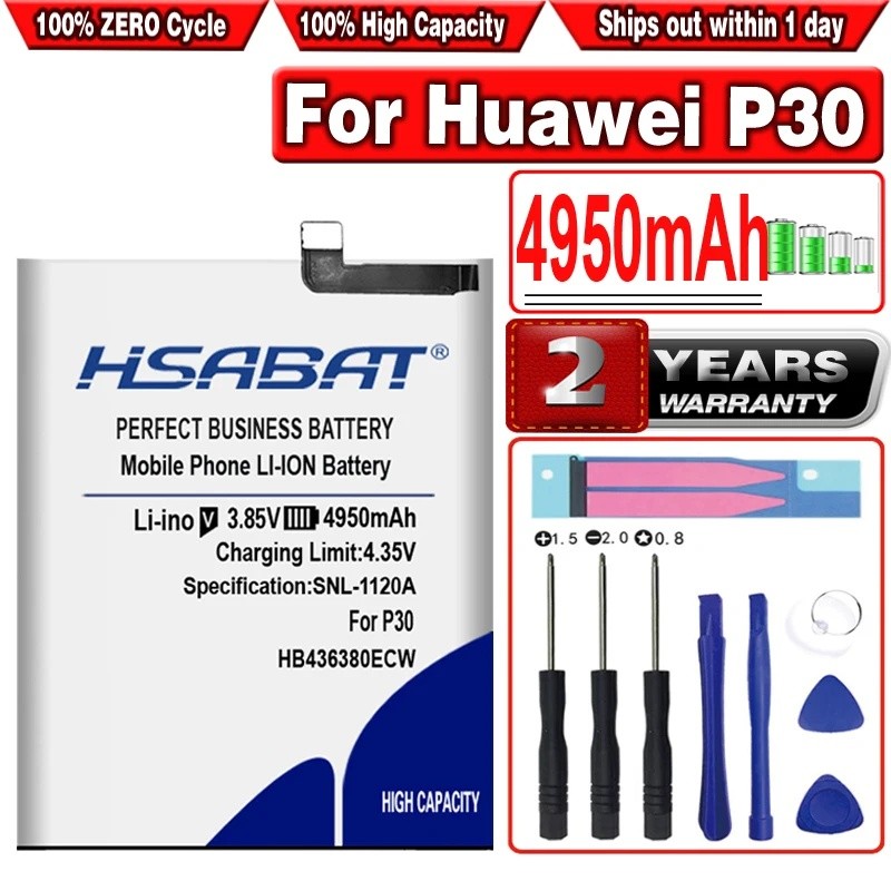 HSABAT 4950mAh HB436380แบตเตอรี่ ECW สําหรับ Huawei P30 แบตเตอรี่ ELE-L09 ELE-L29 ELE-AL00 ELE-TL00