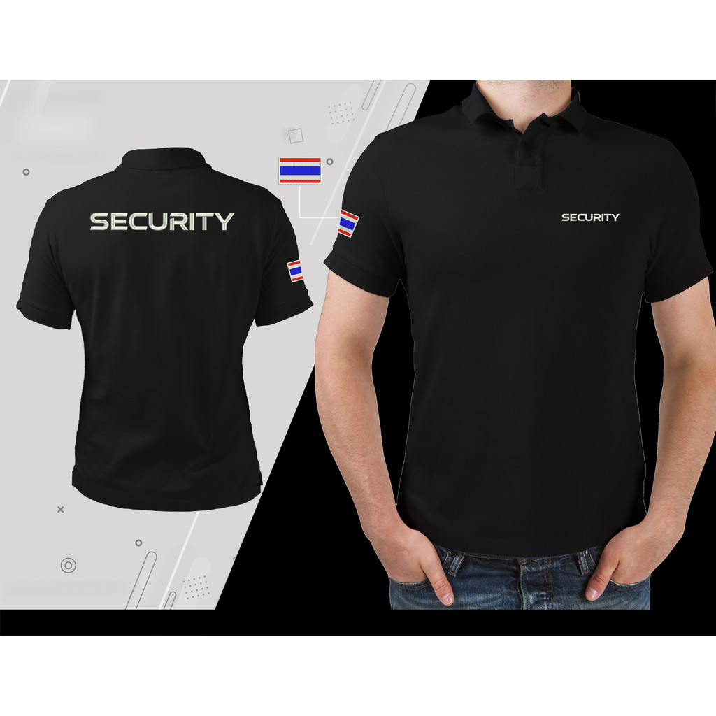 เสื้อโปโลคอปกลายSECURITY ธงชาติไทย ผ้าฝ้าย100% สไตล์พนักงานรักษาความปลอดภัยใส่ทำงานแฟชั่นสบายๆ S-3XL