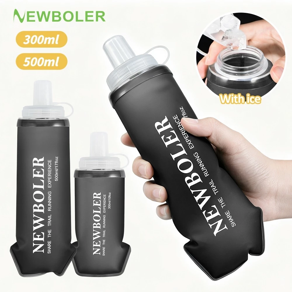 300มล 500มล พับกระติกน้ําอ่อนซิลิโคนขวดน้ําแบบพกพา ทีพียู กีฬากลางแจ้งเดินป่าวิ่งดื่มกระเป๋า