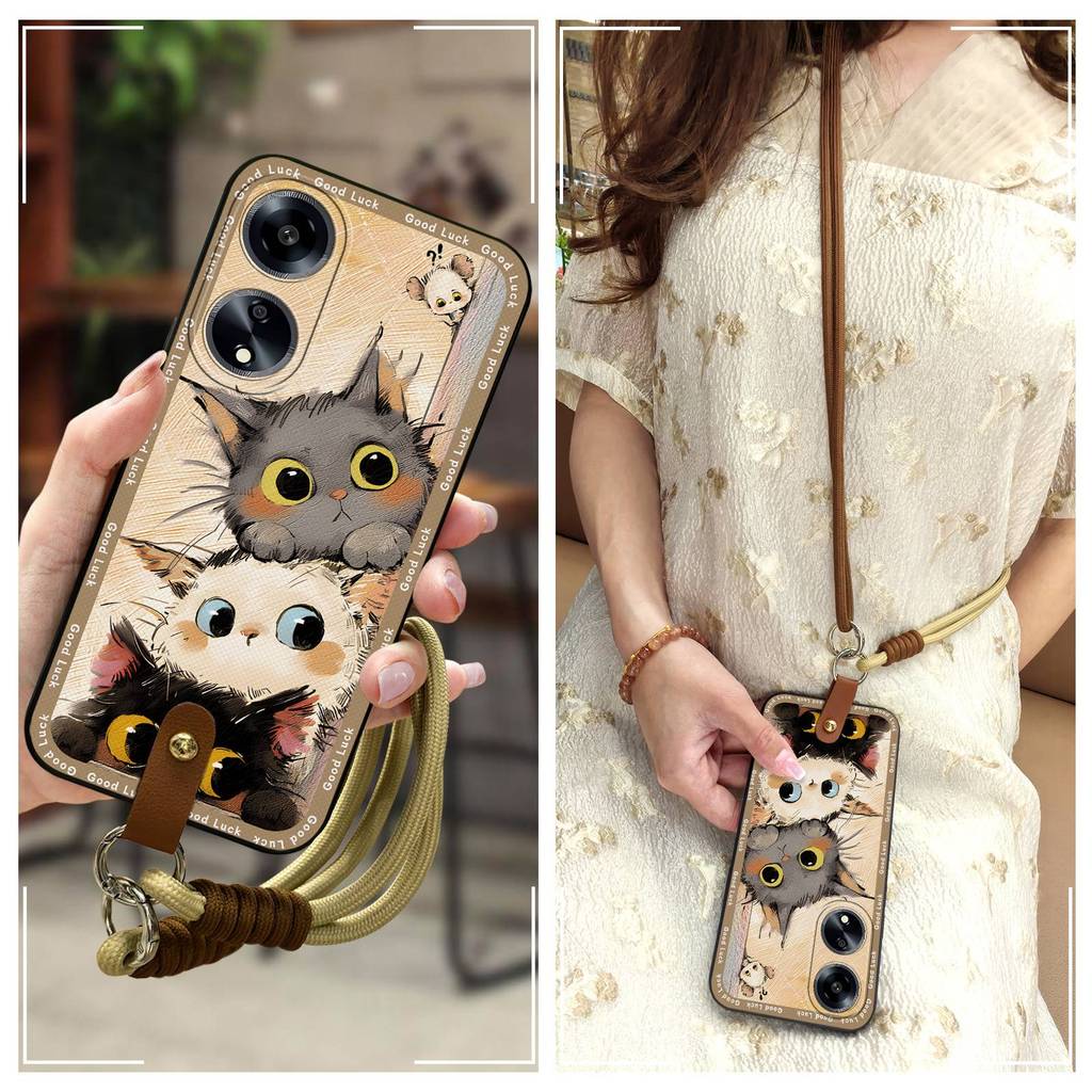 ป้องกันฝุ่นกันกระแทกเคสโทรศัพท์สําหรับOPPO A1 5G/A98 5G/F23 5G Crossbodyป้องกันLanyard Softกรณีน่ารั