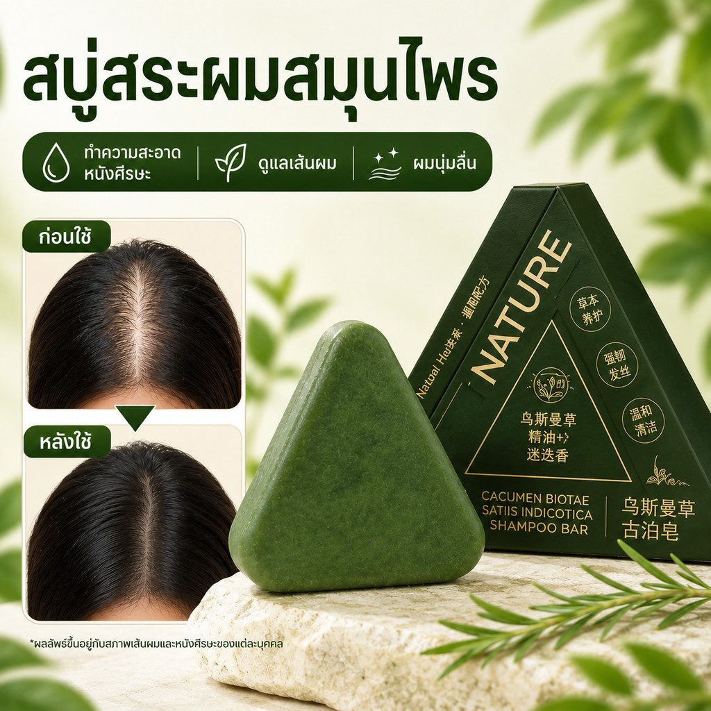 พร้อมส่ง 🚚 NATURE สบู่ สมุนไพรสระผม อูซือหมาน ใบสนจีน น้ำมันหอมระเหย ทำความสะอาด บำรุงเส้นผมและหนังศีรษะ ใช้ได้ทุกวัน