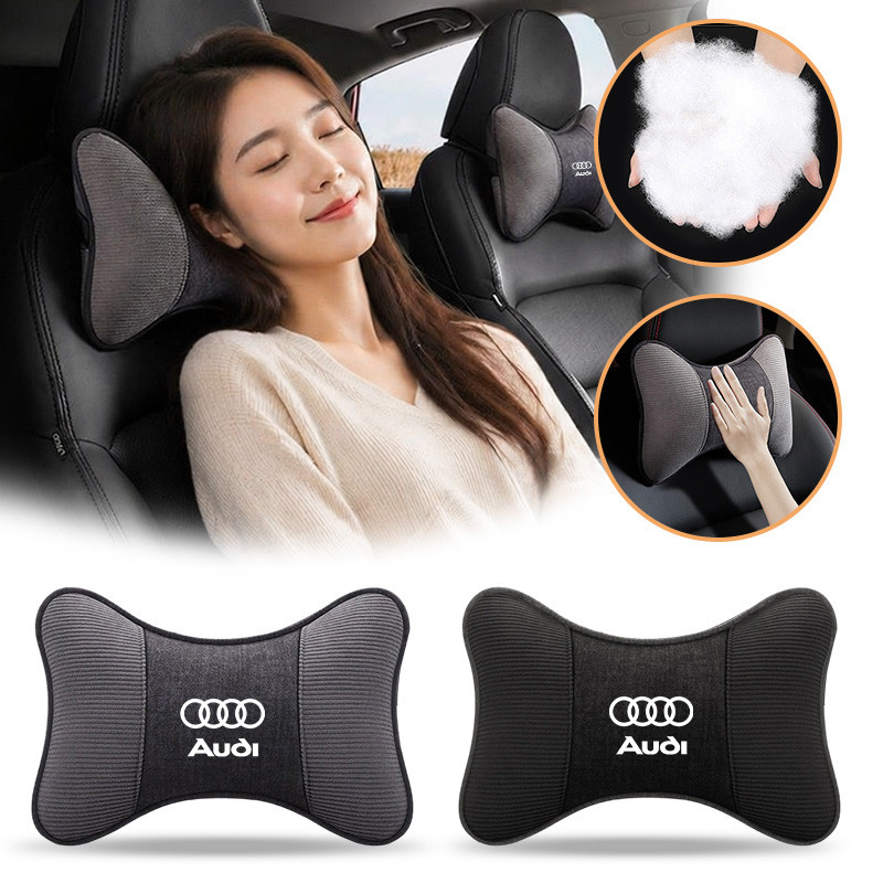 Soft Corduroy รถคอหมอนสนับสนุน Headrest เบาะสําหรับ Audi RS A4 B5 B6 A3 8P 8V 8L A5 A6 C5 A1 A7 A8 Q