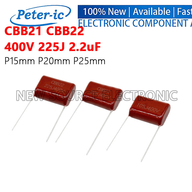 (5-20 ชิ้น) CBB21 CBB22 400V 225J 2.2uF Capacitor P25mm Polypropylene Film
