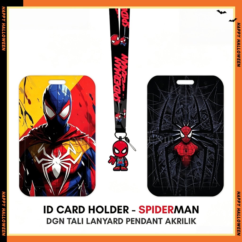 Spider Man พิมพ์ ID Card TAG Holder พร้อมเชือกเส้นเล็กจี้เสน่ห์อะคริลิค, ตัวป้องกันการ์ดเชือกเส้นเล็กมัลติฟังก์ชั่น