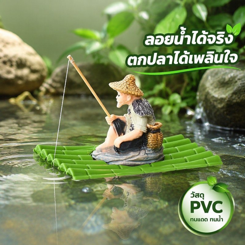 พิพิธภัณฑ์สัตว์น้ําลอยชาวประมงหุ่นขนาดเล็กบ่อตกแต่งพีวีซีกันน้ําสวนภูมิทัศน์เครื่องประดับ