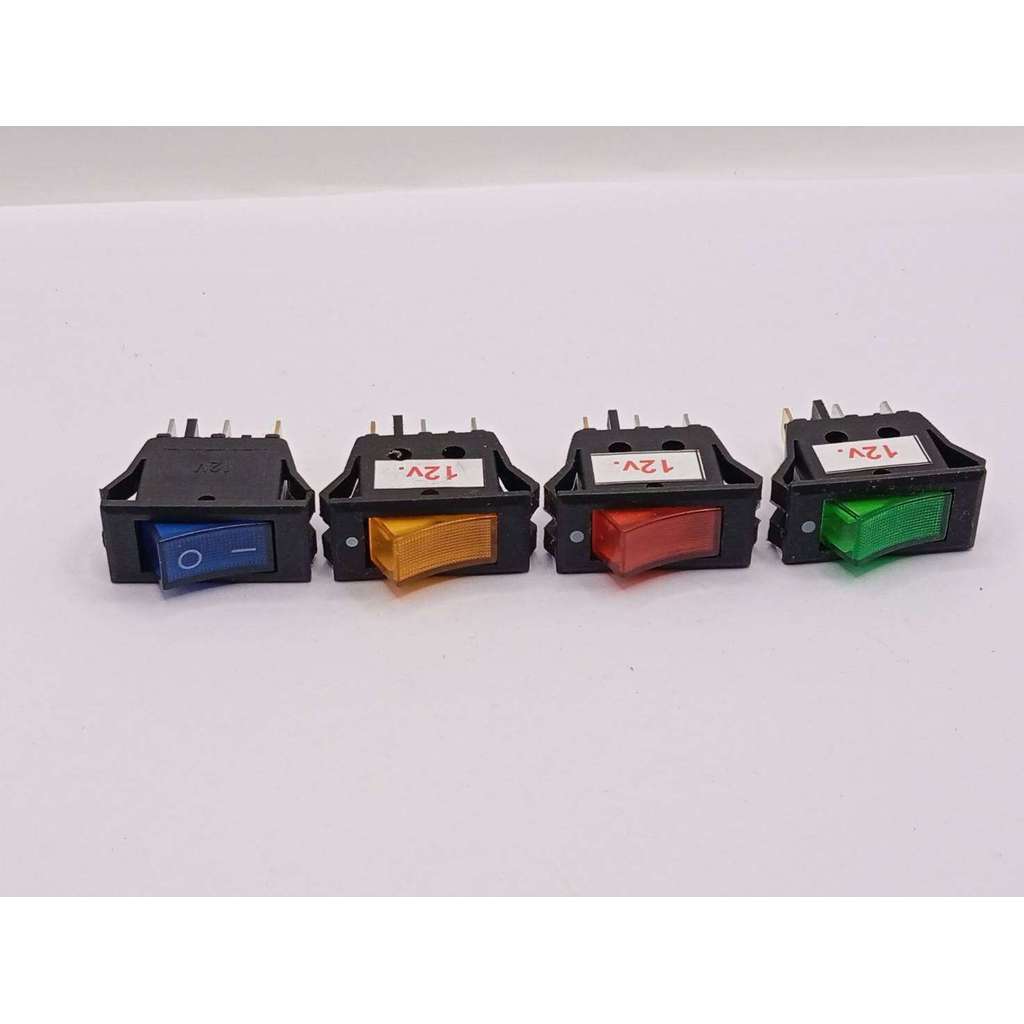 สวิทช์แลมป์กลาง 12V 16A  KCD3 สวิทช์ 2 ทาง เปิด-ปิด  3ขา สวิทช์ไฟ DC12V รางปลั๊กไฟ มีไฟสีแดง Red ล็อ