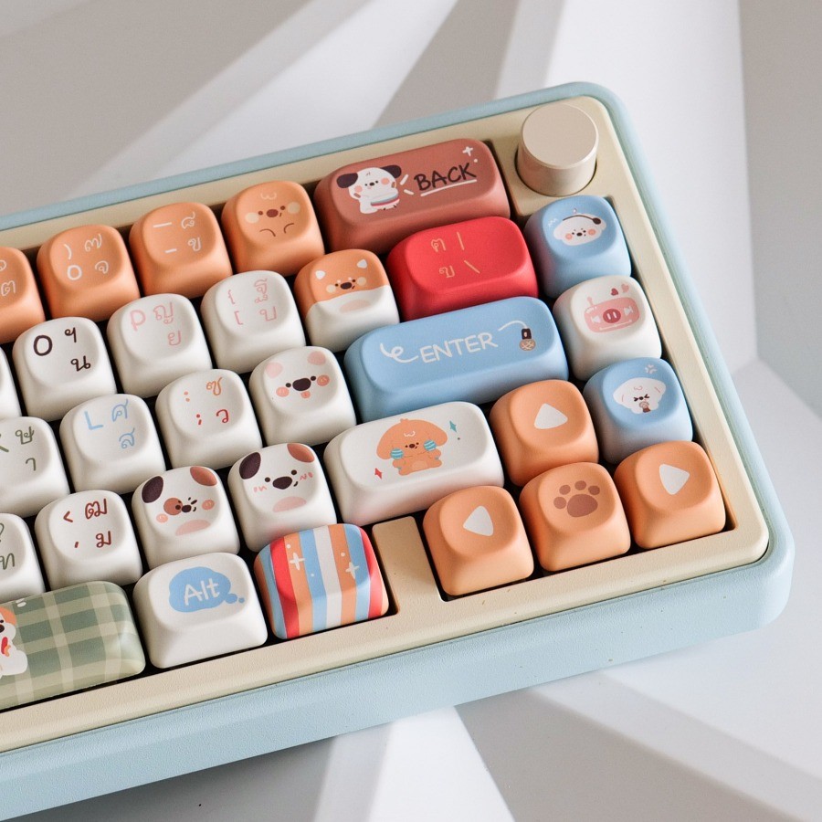 การ์ตูนลูกสุนัข keycaps ภาษาไทย MOA Profile ชุดปุ่มกด PBT Dye Sub น่ารัก