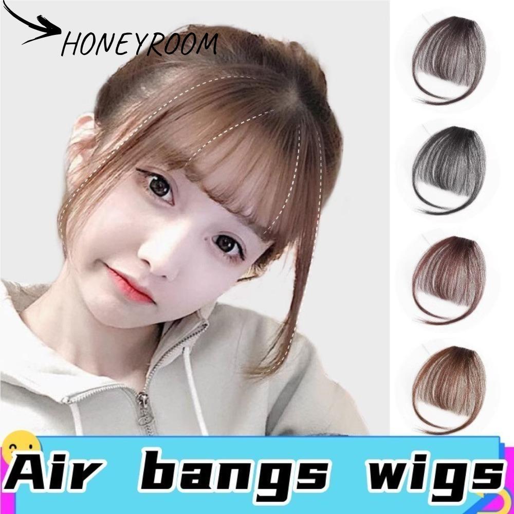 HONEYROOM Air Bangs Hairpiece,สําหรับสาวผู้หญิง Mini Fake Bangs,สีดําสีน้ําตาลสังเคราะห์ Hairpiece E