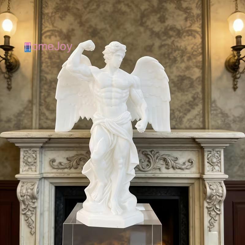 [HomeJoy-t] 3D พิมพ์สีขาวชายรูปปั้นแองเจิลสมจริงประณีตหัตถกรรมหุ่นสําหรับพิธีขึ้นบ้านใหม่ของขวัญห้องนั่งเล่นตกแต่ง 1 ชิ้น