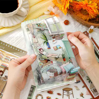 31 ชิ้น [Solo Living Notes Series] สติ๊กเกอร์ภูมิทัศน์ Cat Play ซักรีดเปียโนสตูดิโออาหารค่ํา Botanical Garden Stationery