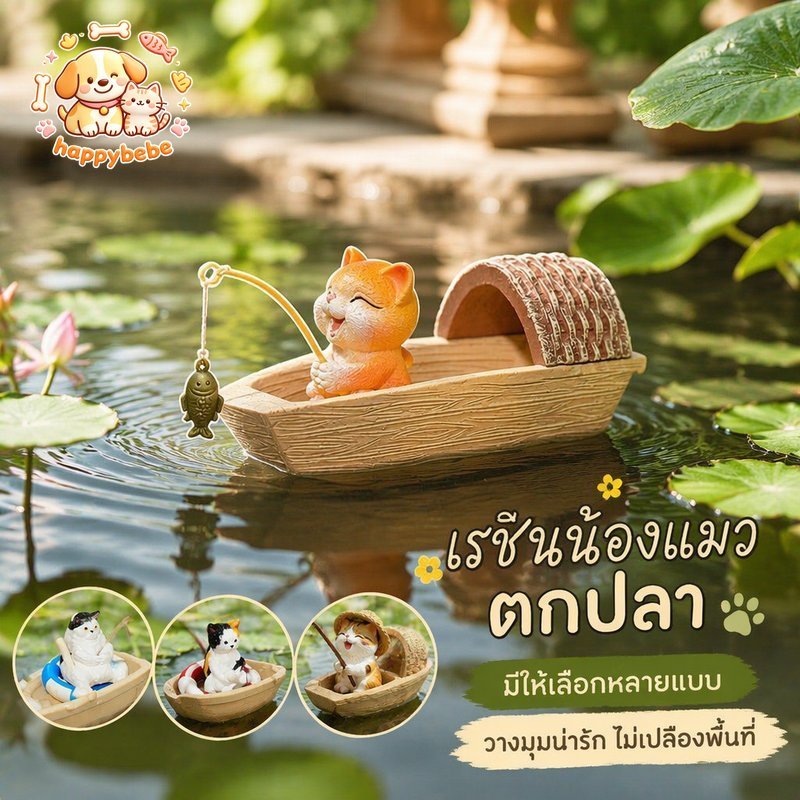 ของตกแต่งตู้ปลา ตุ๊กตาเรซิน แมวตกปลา เรือจำลอง นักดำน้ำ สาวน้อยปลาวาฬ ปลอดภัยสำหรับปลา