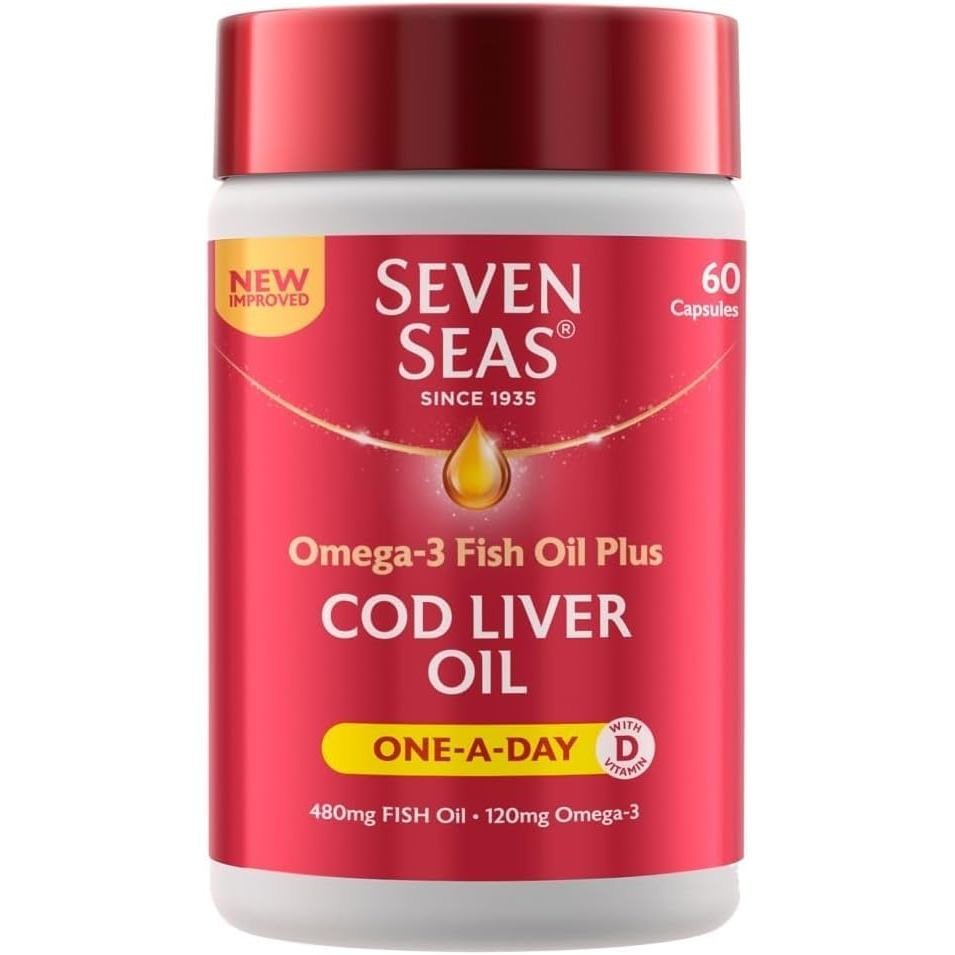 Seven Seas Cod r Oil ADay Omega3 Oil และ D 60 แคปซูล 2 เดือน ply