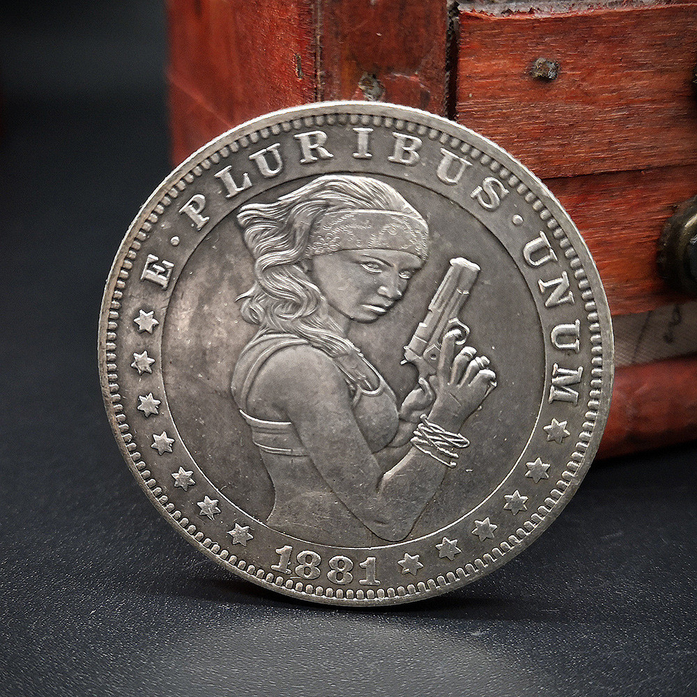 Girl Stray Coin HOBO Coin Cool American Antique Morgan Challenge Coin ความแปลกใหม่ Stray Coin Skelet