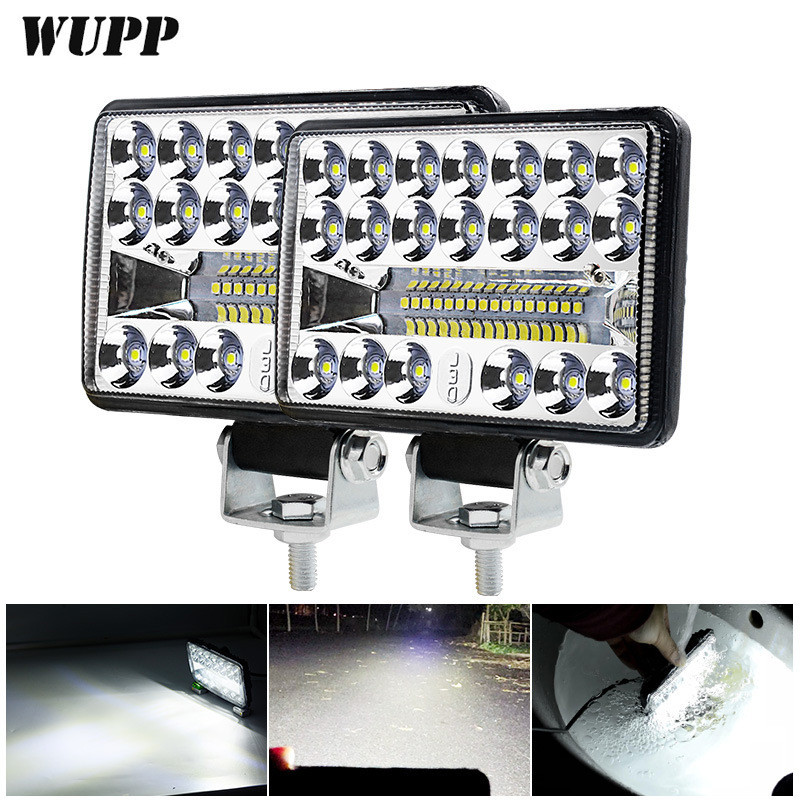 ไฟส่องสว่าง LED สำหรับรถยนต์ แบบสองหลอด 60W ความสว่างสูง ไฟส่องสว่างบนหลังคารถออฟโรด ไฟตรวจสอบเสริม 
