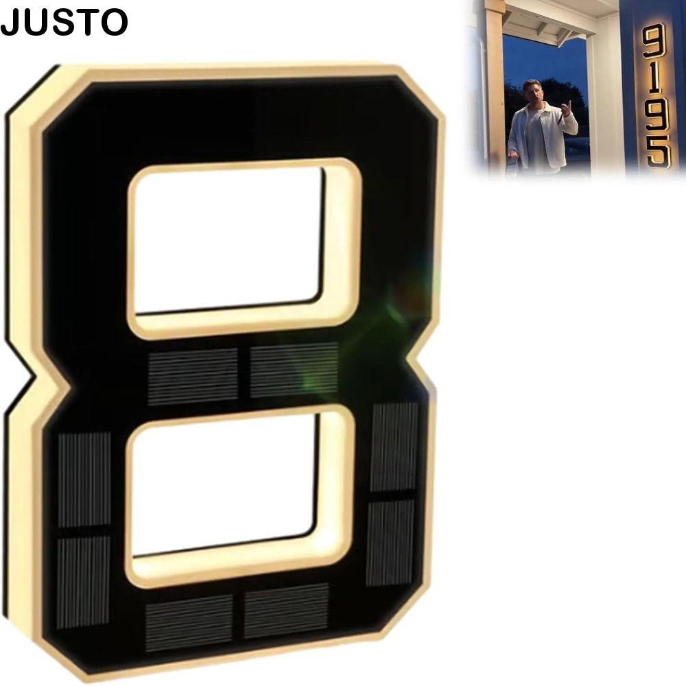 JUSTO House Numbers, 6.7 นิ้วขนาด LED ที่อยู่ตัวเลข, กันน้ําสีดํา IP44 กันน้ํา Light Up Design Light