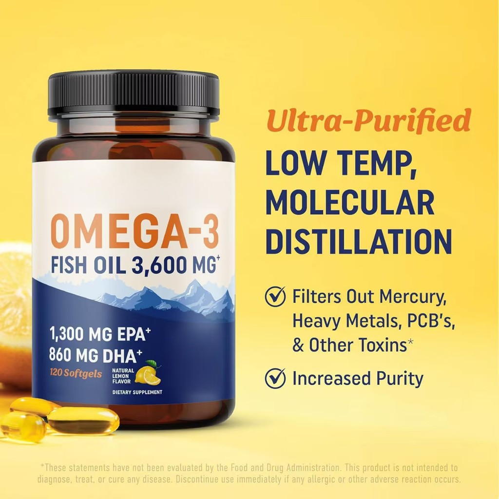 [สต๊อกพร้อม] Fish OIL Soft Capsules OMEGA-3FISH OIL Omega-3 Soft Capsules 120 Capsules Ready Stock W