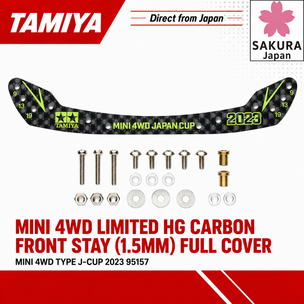 Tamiya Mini 4WD Limited HG Carbon Front Stay (1.5mm) Full Cover Mini 4WD Type J-CUP 2023 95157