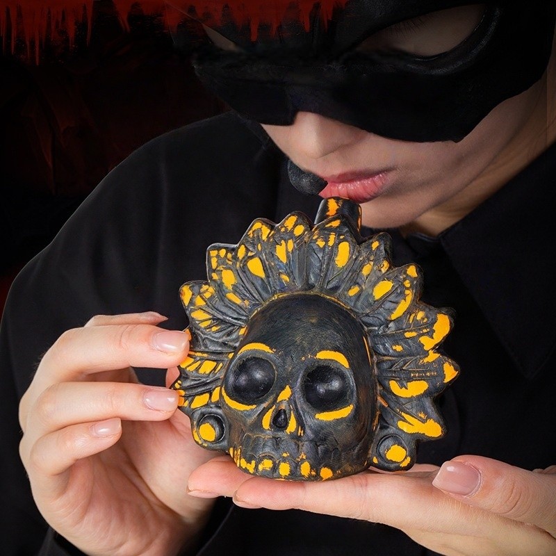 Death Whistle Aztec Skull – กรีดร้องฮาโลวีน Prank Prop, Bone-Chilling Scream เอฟเฟกต์เสียงสําหรับปาร