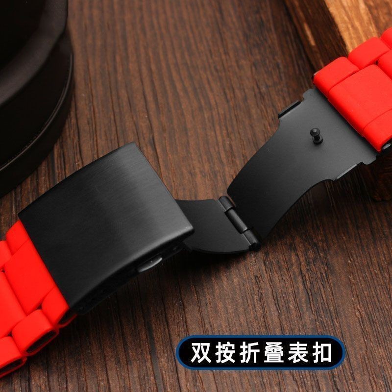 สายรัด เหมาะสําหรับสายดีเซล DIESEL Black Knight DZ7396 DZ7370 DZ4289 สร้อยข้อมือเหล็กเคลือบยางชาย 28