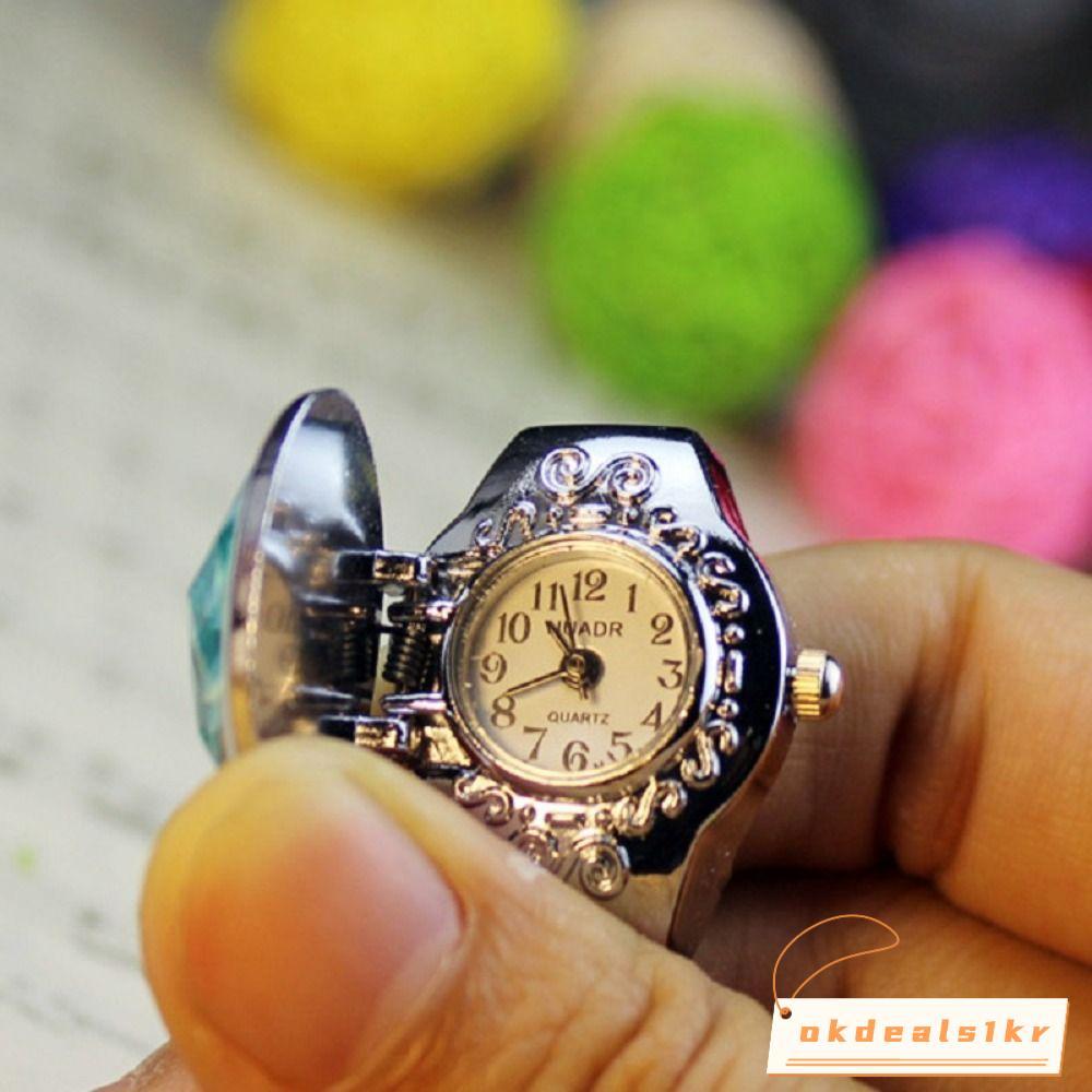 IOKDEALS1 ดิจิตอลนาฬิกาคู่แหวน,เครื่องประดับนาฬิกาแหวน,แฟชั่นควอตซ์ของขวัญ Retro รอบควอตซ์แหวนนิ้วผู้ชาย