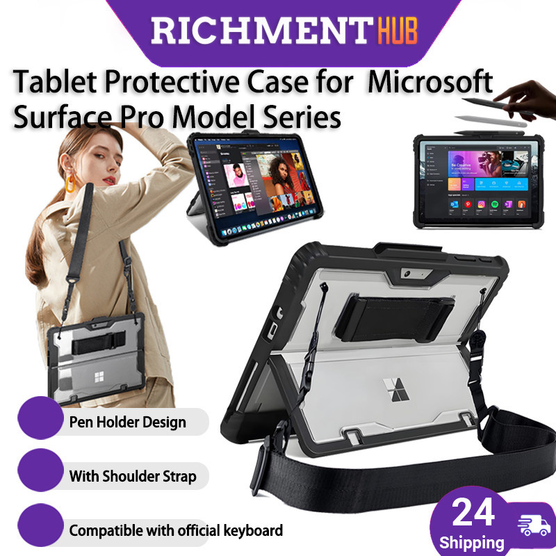 SG 24H SHIP สําหรับ Microsoft Surface Pro 11/Pro 10/ Pro 9 เคสซิลิโคนอะคริลิคพร้อมที่วางปากกาแม่เหล็