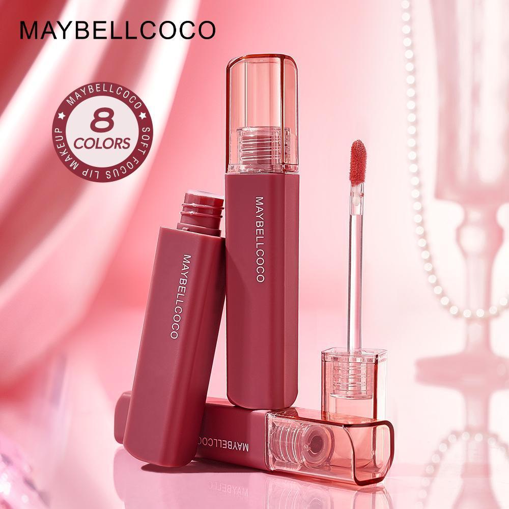MAYBELLCOCO ลิปกำมะหยี่กึ่งแมตช์ กันน้ำ ติดทน 8สี บางเบา ไม่ติดแก้ว
