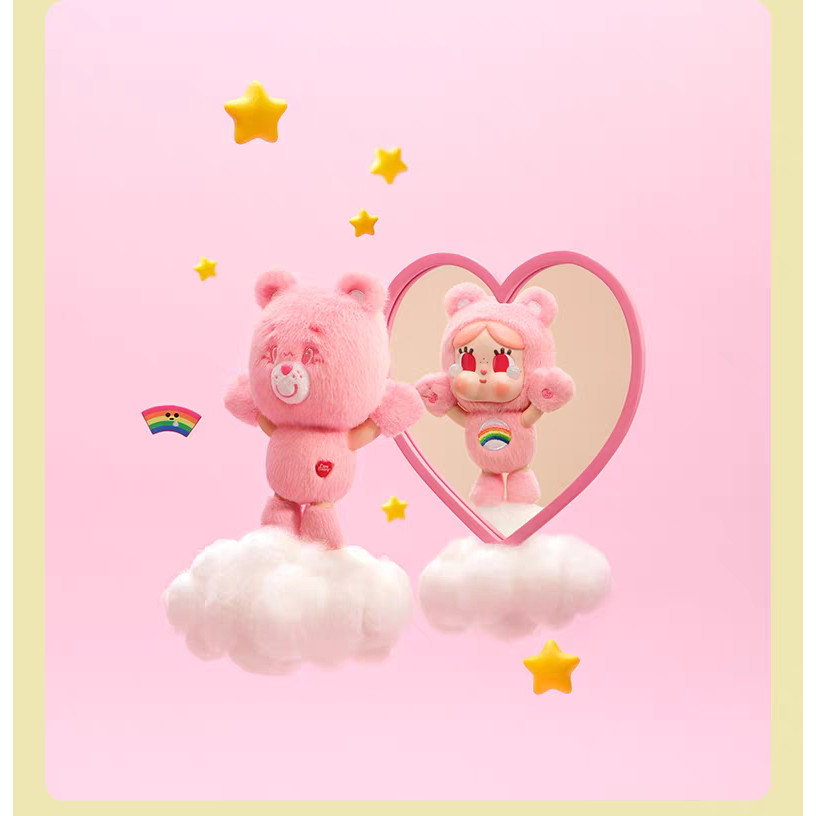 POPMART CRYBABY x Care bears series จี้ตุ๊กตาไวนิล ของเล่นศิลปะแท้ BSCT