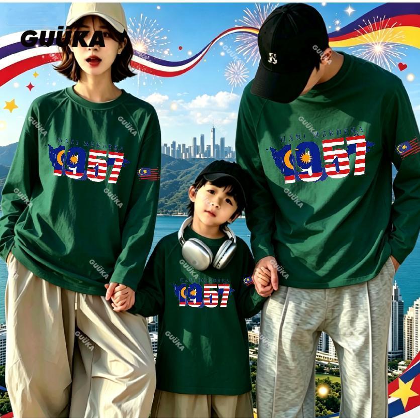GUUKA Family Matching เสื้อยืดแขนยาวครอบครัวเสื้อผ้าแขนยาววันครอบครัวจับคู่เสื้อผ้าสําหรับครอบครัว
