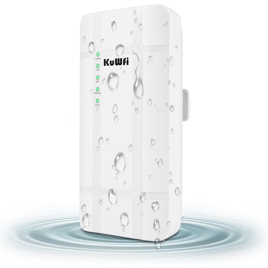 KuWFi 300Mbps Outdoor 4G LTE CPE WiFi Router พร้อมช่องใส่ซิมการ์ด CAT4 เราเตอร์ SIM พร้อมอะแดปเตอร์ 