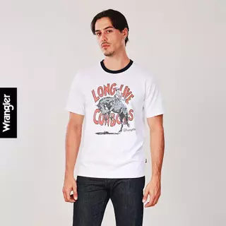 WRANGLER เสื้อยืดแขนสั้นผู้ชาย คอลเลคชั่น Wrangler Legends รุ่น WR S226MTSSN18 สีครีม