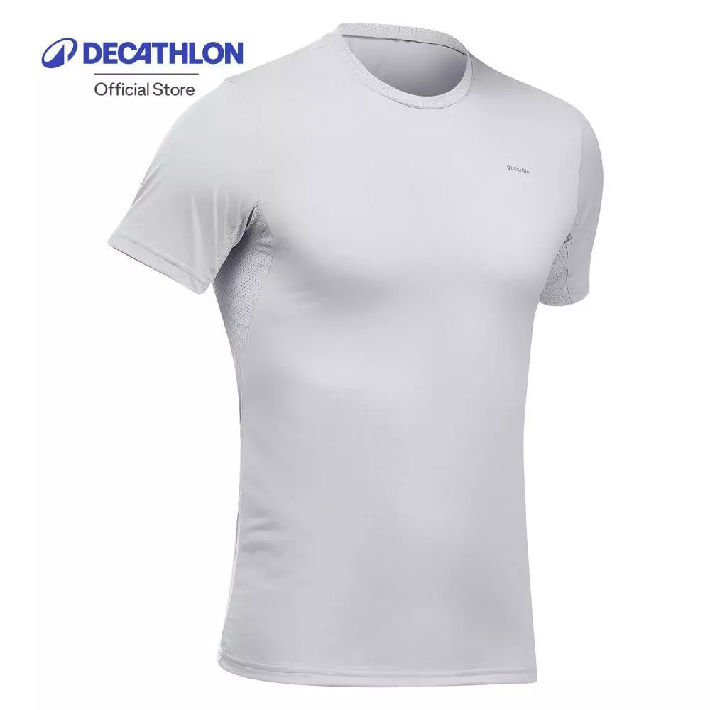 Decathlon Men'S Hiking Synthetic Short-Sleeved T-Shirt Mh100 เสื้อเดินป่าผู้ชาย รุ่น Mh100 - Light Grey