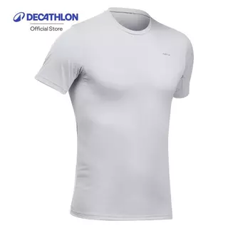 Decathlon Men'S Hiking Synthetic Short-Sleeved T-Shirt Mh100 เสื้อเดินป่าผู้ชาย รุ่น Mh100 - Light Grey