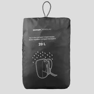 Decathlon Waterproof Foldable Backpack 20L - Travel เป้สะพายหลังกันละอองน้ำแบบพับได้ขนาด 20 ลิตรรุ่น Travel - Black