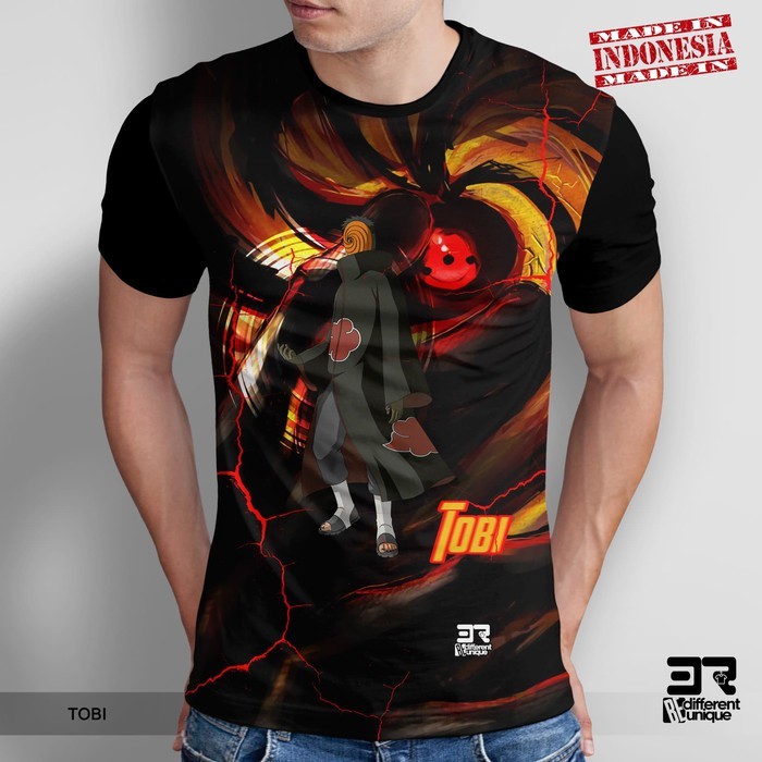 Streetwear พิมพ์ลําลองแขนสั้น Top,TOBI Naruto Tobi Obito Uchiha อะนิเมะ 3D Full Sublimation Unisex T