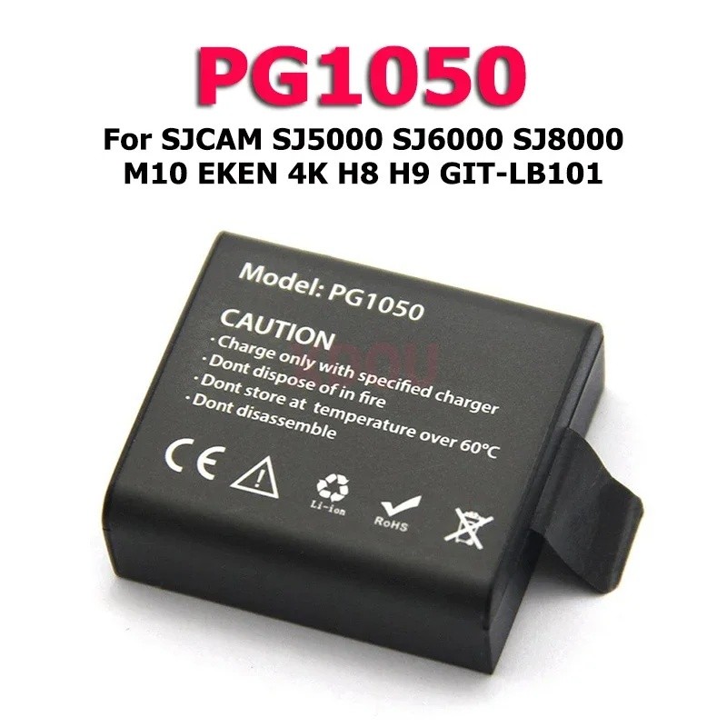 XDOU PG1050 3.7V 1050MahกีฬาActionแบตเตอรี่กล้องสําหรับEKEN H9 H9R H3 H8PRO SJ4000 SJCAM SJ5000 M10 