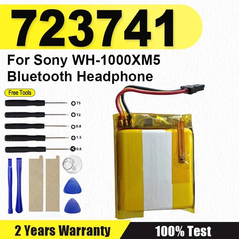 723741 ใหม่ แบตเตอรี่ 1200mAh แบตเตอรี่สําหรับ Sony WH-1000XM5 หูฟังบลูทูธ + เครื่องมือฟรี