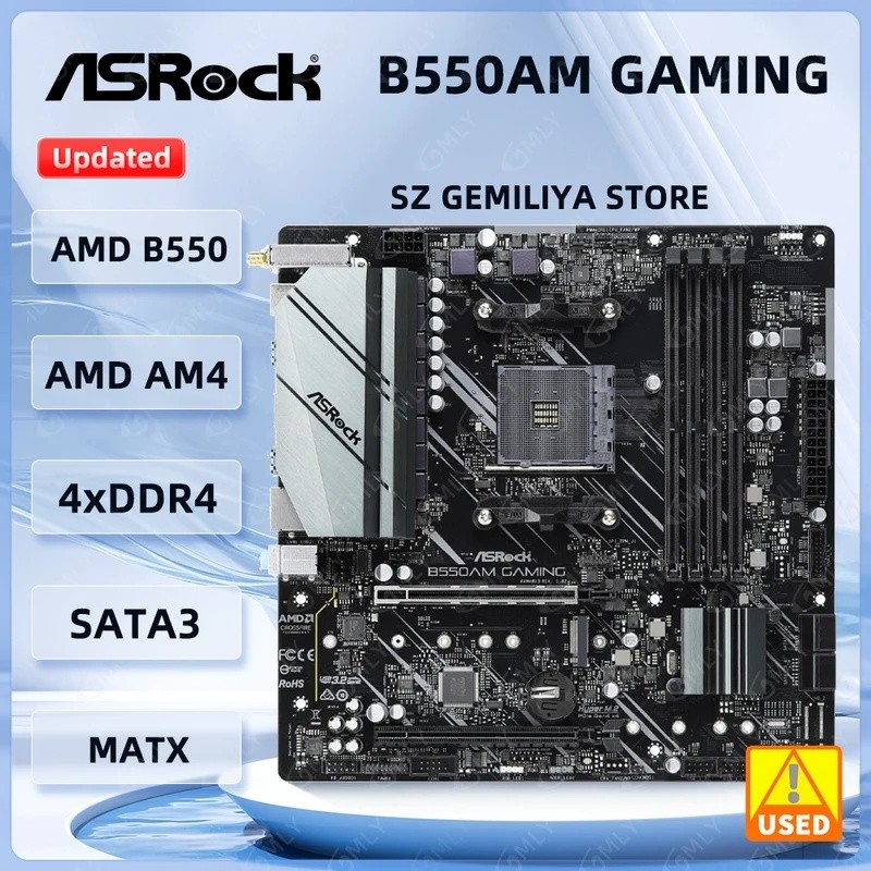 Asrock B550AM GAMING เมนบอร์ด B550M AM4 DDR4 64GB Micro ATX M.2 รองรับ Ryzen 5500 5600 5300G 3950 47
