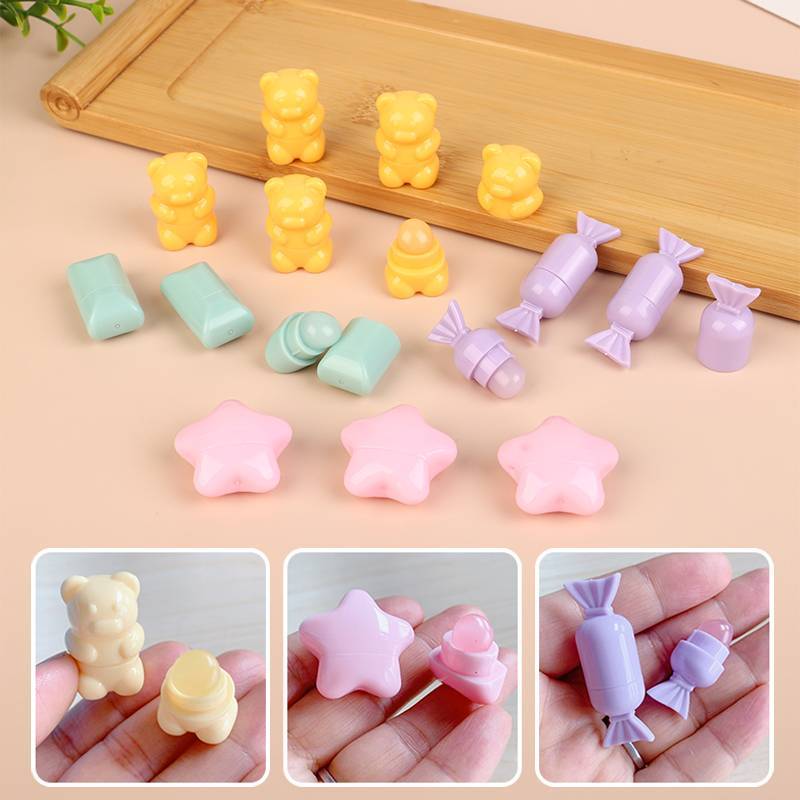 HANHAI 1/5 ชิ้น Mini แปรงริมฝีปากซิลิโคนน่ารักการ์ตูนแปรงริมฝีปากขนาดเล็กพร้อมฝาครอบแบบพกพา Lip Glos