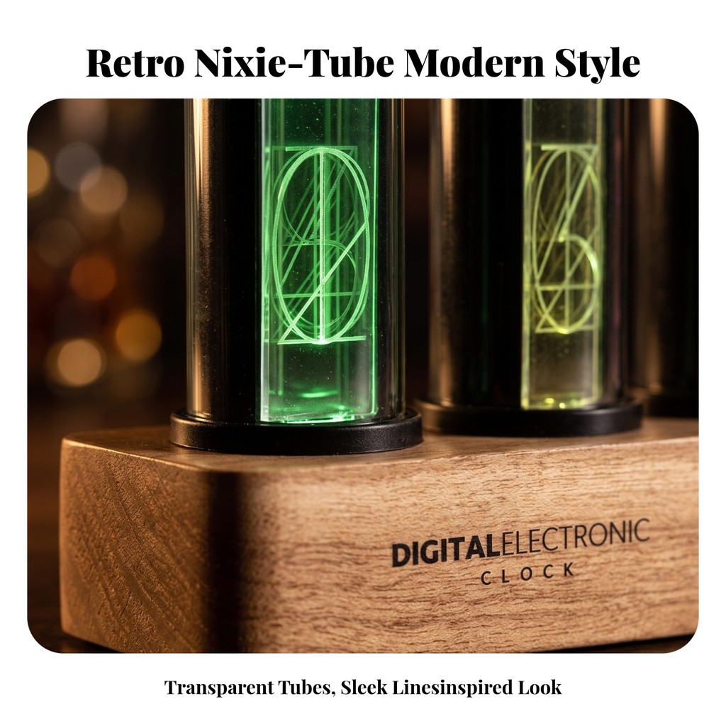 นาฬิกาหลอด Nixie นาฬิกาสไตล์ Nixie WiFi แห่งอนาคตสําหรับนักเล่นเกม โต๊ะทํางาน ชุดสําหรับเล่นเกม