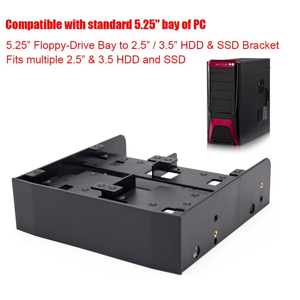 Zerone 5.25 ถึง 3.5 / 2.5 Bay Mounting Bracket Kit SSD HDD/SSD & One HDD/อุปกรณ์ด้านหน้าพร้อมสกรู