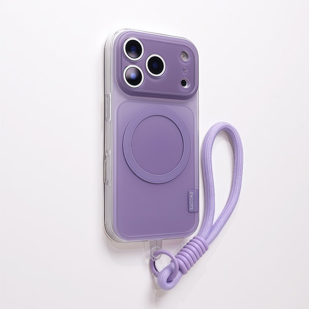 เคสแม่เหล็กเคลือบด้านไล่โทนสีสําหรับ ไอโฟน 17 16 15 14 มือโปร สูงสุด เชือกเส้นเล็กซิลิโคนกันกระแทกปก