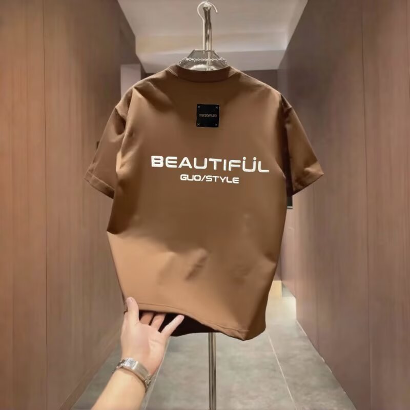 FOG Fear Of God Essentials Double Line Street Wear Behind Letter High Street เสื้อยืดแขนสั้นหลวมอินเ