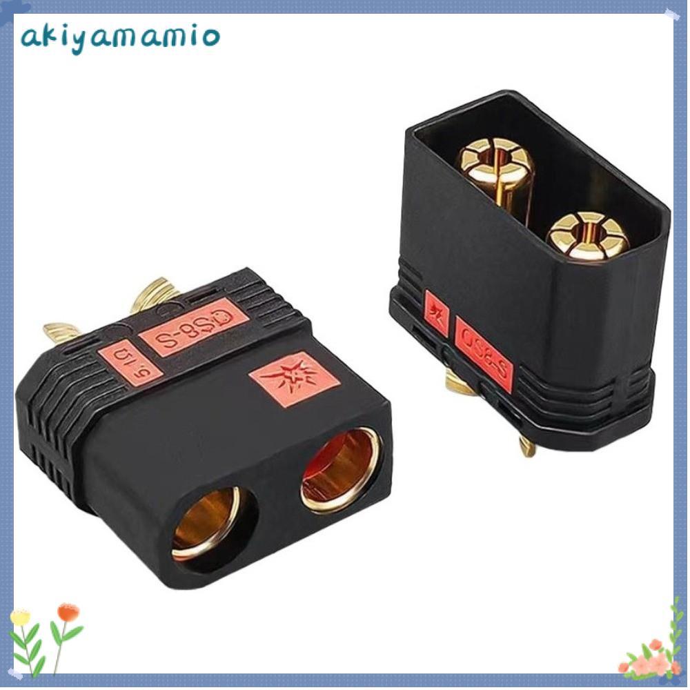 AKIYAMAMIO QS8P-S ปลั๊กแบตเตอรี่, Anti Spark Gold Plated QS8-S Connector, สีดํา High Current QS8-S M