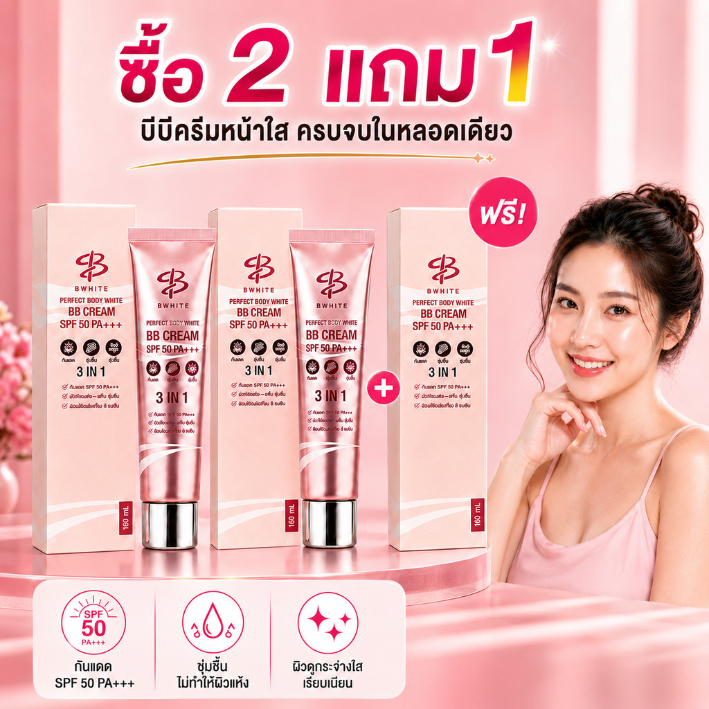 🔥พร้อมส่ง🔥 Natural BWHITE ครีมโทนอัพ 3in1 BB Cream บำรุงผิว ปรับผิวให้ดูสว่าง ปกปิดบางเบา เรียบเนียน