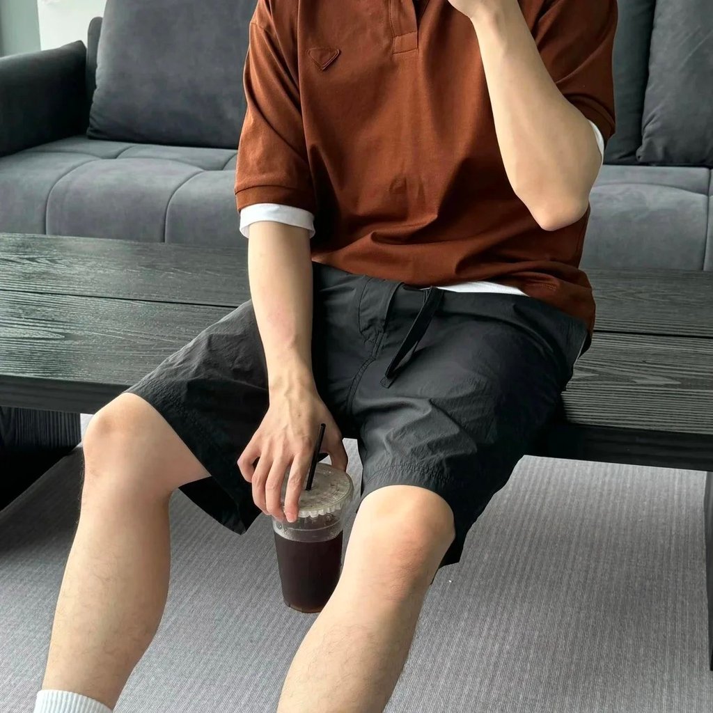 [จํากัดเวลา Seckill] L0EWE/Loewe 2024ss Back Pocket Leather Brand Shorts Elastic เอว American Sports