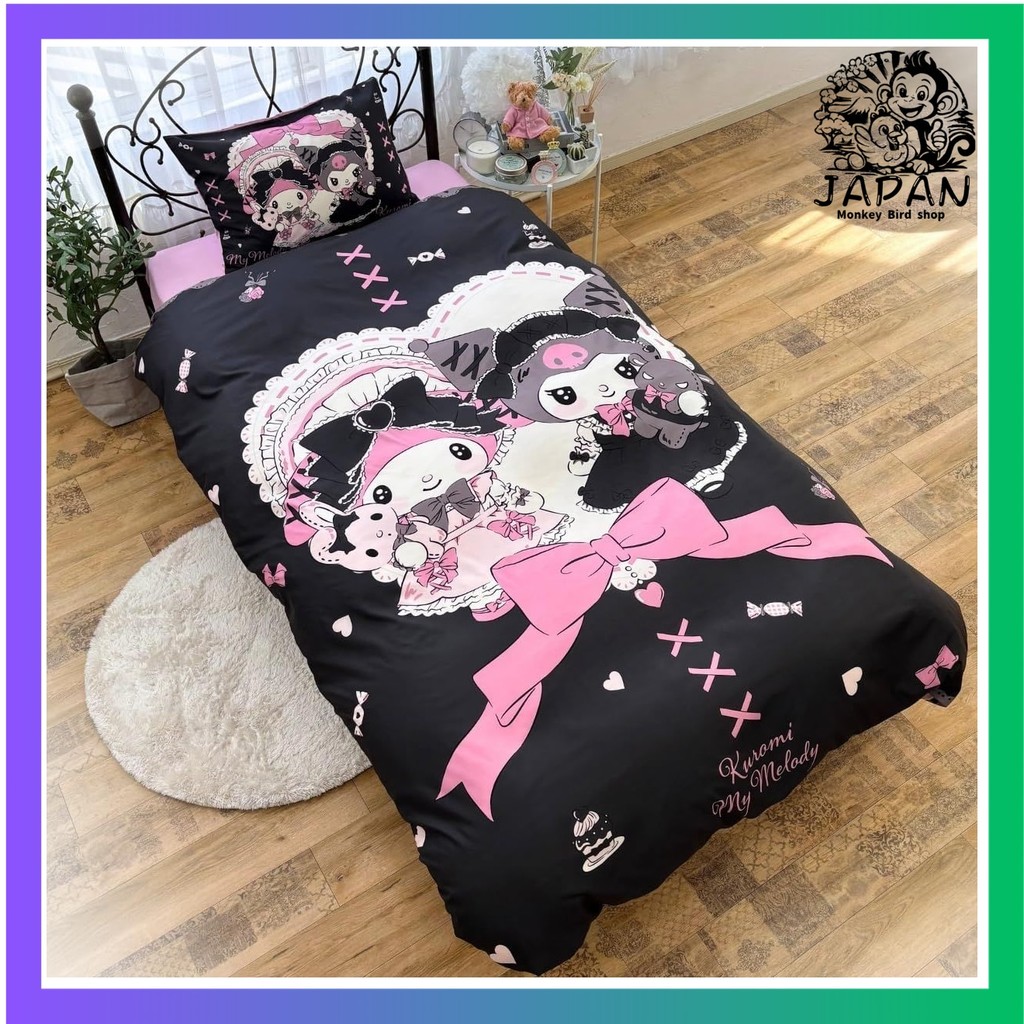 Sanrio My Melody Kuromi 3 Piece Duvet Cover Set Pillowcase Sheet Duvet Cover Single Character SB-687